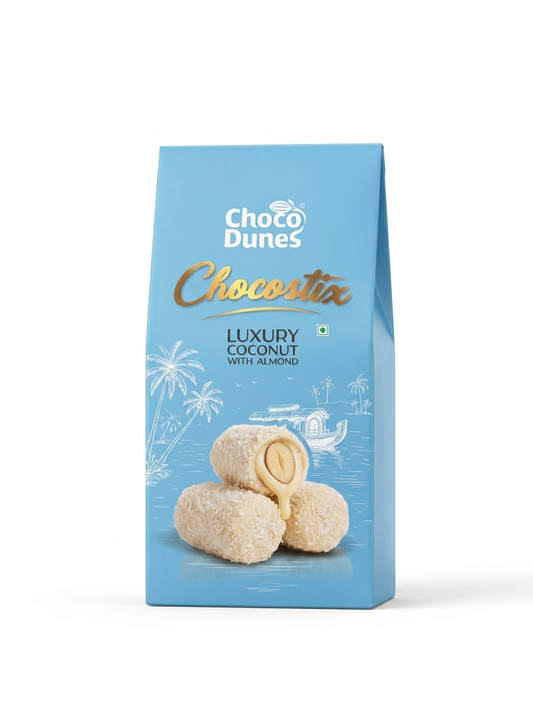 Chocodunes Chocostix Luxury Coconut with Almond 180g box